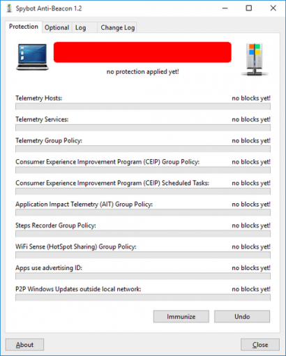 Disabilitare monitoraggio di Windows 10 con Spybot Anti-Beacon 14