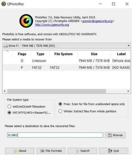 Recuperare file da schede memoria con PhotoRec 30
