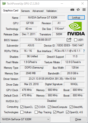 Conoscere dati tecnici della scheda video con GPU-Z 11