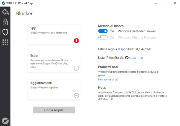 Personalizzare la privacy di Windows con WPD 60