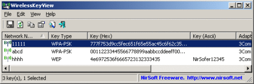 Nirsoft WirelesskeyView