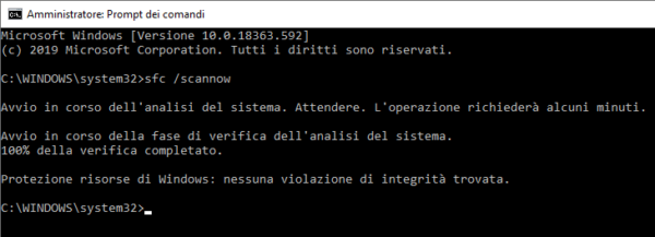 Usare comandi SFC e DISM per riparare Windows 10 64