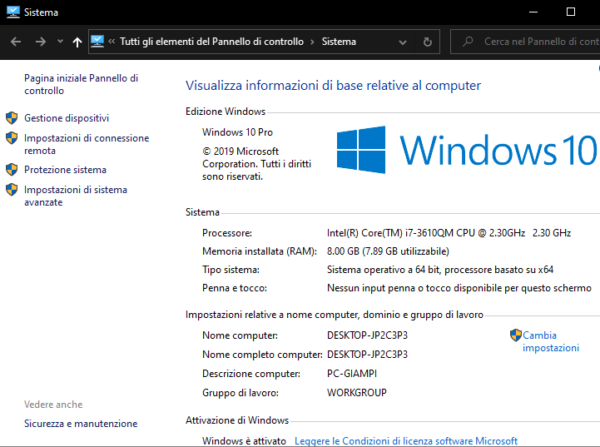 Quali caratteristiche hardware ha il mio PC Windows? 7
