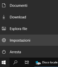 Windows 10 Start impostazioni