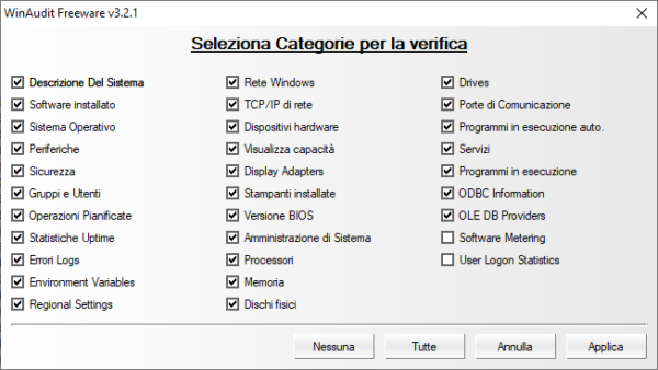 Creare un inventario del PC con WinAudit 32