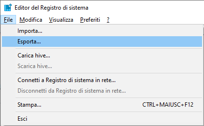 Copiare e ripristinare il registro di sistema di Windows 10 25