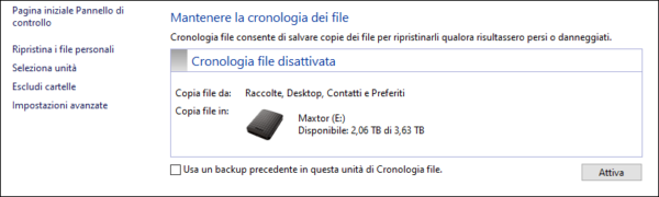 Utilizzare la cronologia file di Windows 10/11 118