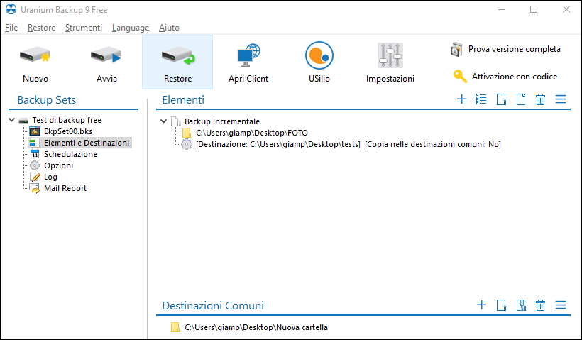 Backup dei dati con Uranium Backup 46