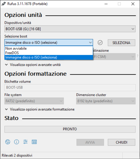 Avviare il PC con una unità USB e il tool Rufus 60