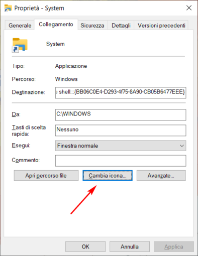 Creare scorciatoie desktop per la finestra System di Windows 10 46