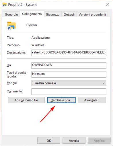 Creare scorciatoie desktop per la finestra System di Windows 10/11 92