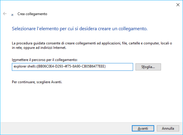 Creare scorciatoie desktop per la finestra System di Windows 10 44