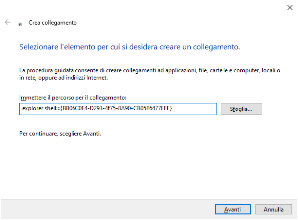 Creare scorciatoie desktop per la finestra System di Windows 10 88